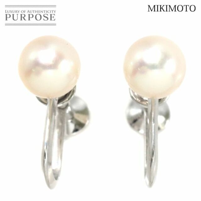 ミキモト MIKIMOTO アコヤ真珠 7.0mm イヤリング K14 WG 585 ホワイト