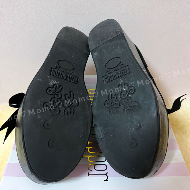 TOKYO BOPPER(トーキョーボッパー)の♡TOKYO BOPPER♡リボンシューズ♡黒ヌバック22.5 No.123 レディースの靴/シューズ(ローファー/革靴)の商品写真