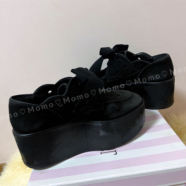 TOKYO BOPPER(トーキョーボッパー)の♡TOKYO BOPPER♡リボンシューズ♡黒ヌバック22.5 No.123 レディースの靴/シューズ(ローファー/革靴)の商品写真