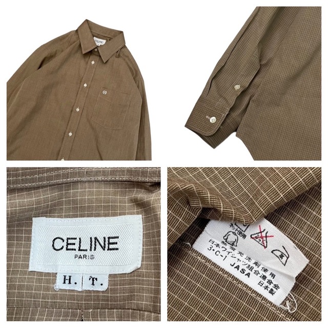 【CELINE】80/90s ホースビット刺繍 ウインドウチェック 長袖シャツ 9
