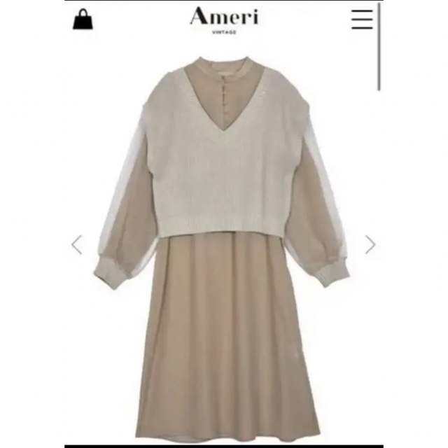 Ameri VINTAGE(アメリヴィンテージ)のAmeri SHEER LAYERED SHIRT TOP レディースのワンピース(ロングワンピース/マキシワンピース)の商品写真