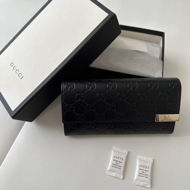 グッチ GUCCI レザー GG柄 長財布 ブラック-