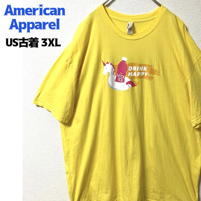 American Apparel(アメリカンアパレル)のUS古着 アメリカンアパレル 半袖Tシャツ イラスト ゆるだぼ 3XL 古着 メンズのトップス(Tシャツ/カットソー(半袖/袖なし))の商品写真