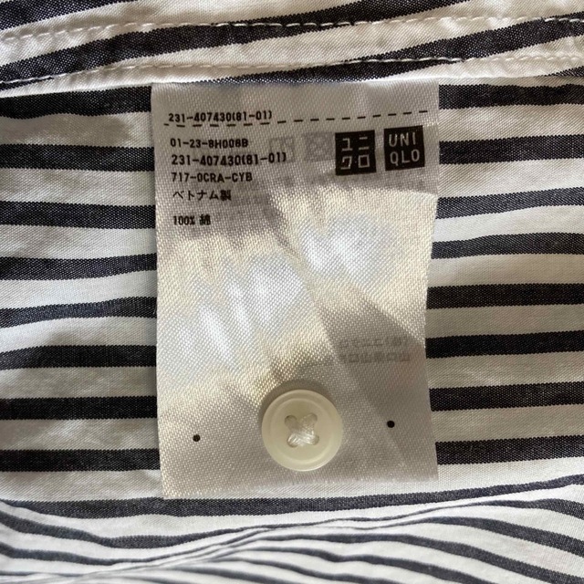 UNIQLO(ユニクロ)のUNIQLO ブラウス ストライプ Lサイズ グレー 良品 レディースのトップス(シャツ/ブラウス(長袖/七分))の商品写真