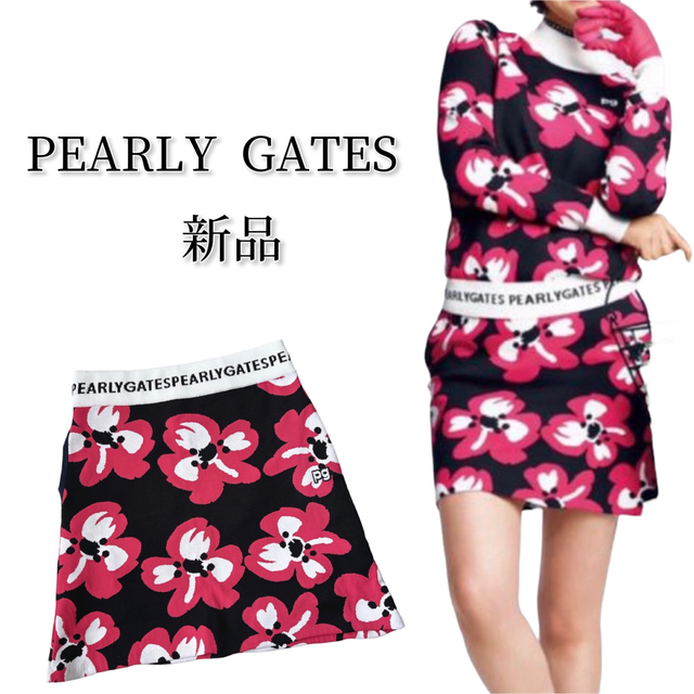 ゴルフPEARLY GATES 新品 2021年 花柄ニットスカートチェリーブロッサム