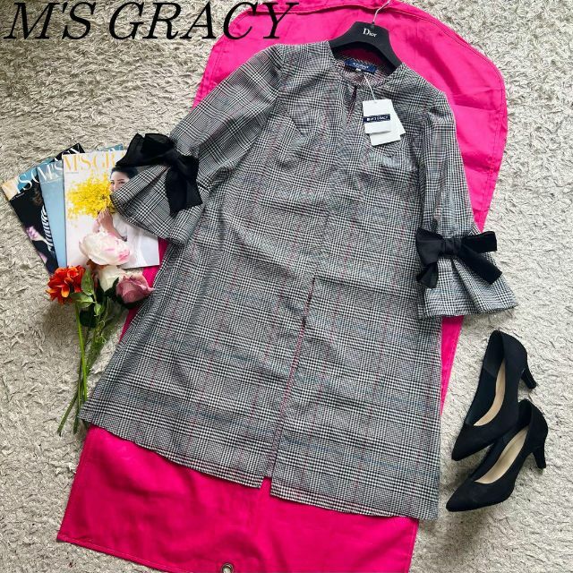 M'S GRACY - 【未使用タグ付き】M'S GRACY シフォンコート チェック