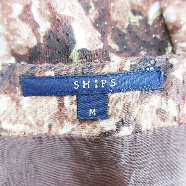 SHIPS(シップス)のシップス SHIPS ワンピース ひざ丈 半袖 ラウンドネック 総柄 M 茶 レディースのワンピース(ひざ丈ワンピース)の商品写真