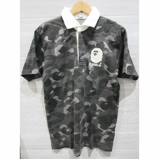 A Bathing Ape　迷彩　カモフラ　ポロシャツ　灰色　グレー　L エイプ