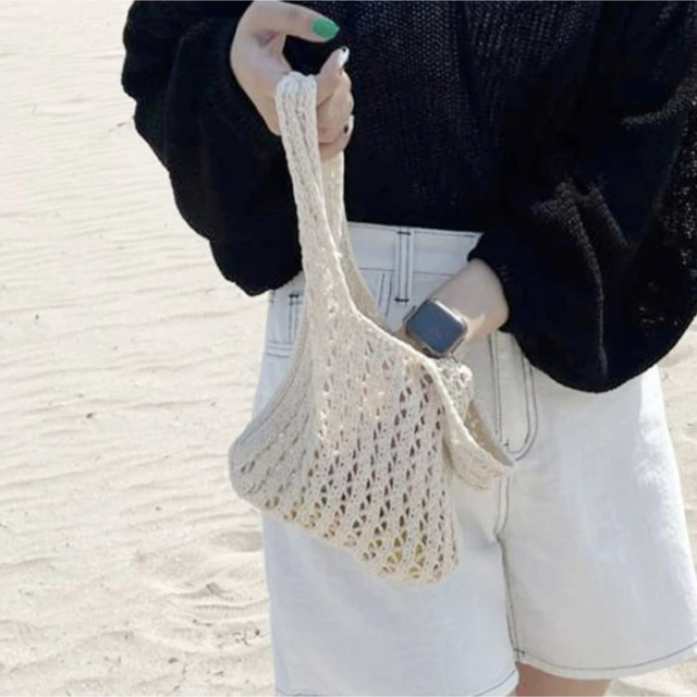 【韓国ファッション】ハンドバッグ　ホワイトベージュ レディースのバッグ(ハンドバッグ)の商品写真
