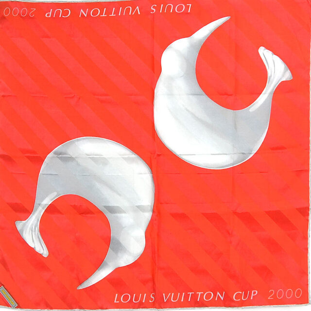 ルイ ヴィトン LOUIS VUITTON スカーフ LOUIS VUITTON CUP 2000 シルク/コットン レッド/グレー ユニセックス 送料無料 e55733a