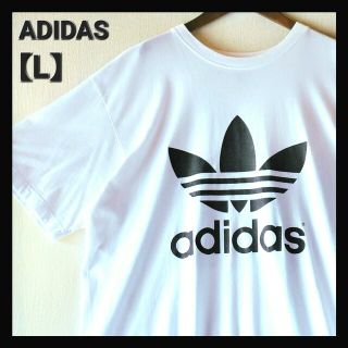 アディダス(adidas)の古着★アディダストレフォイル 人気定番 常田大希 両面 ビッグロゴ 白 Tシャツ(Tシャツ/カットソー(七分/長袖))