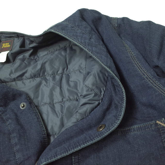 RRL ダブルアールエル INDIGO COTTON/NYLON V-NECK JACKET インディゴコットンナイロンVネックジャケット 782782427001 S NAVY Double RL 中綿 デニム ノーカラー アウター【RRL】 6