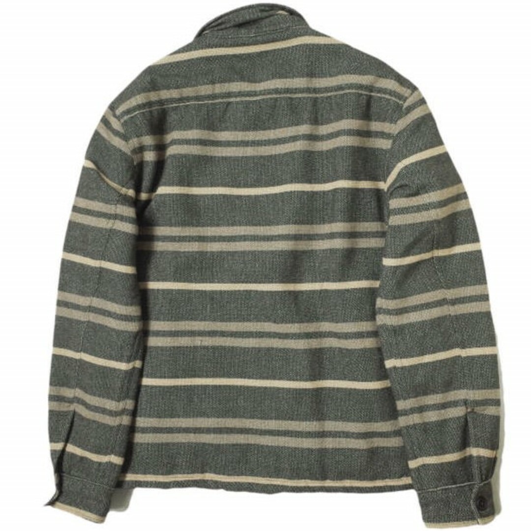 RRL(ダブルアールエル)のRRL ダブルアールエル STRIPE BLANKET W/NYLON QUILTING SHIRTS JACKET ボーダーブランケット シャツジャケット 782758379001 M ダークグレー/ベージュ Double RL 中綿 キルティング アウター【中古】【RRL】 メンズのジャケット/アウター(ブルゾン)の商品写真