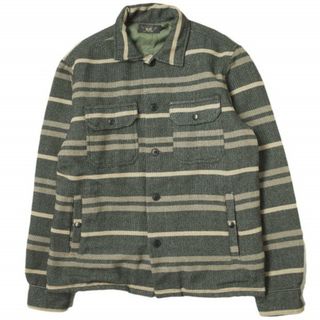 ダブルアールエル(RRL)のRRL ダブルアールエル STRIPE BLANKET W/NYLON QUILTING SHIRTS JACKET ボーダーブランケット シャツジャケット 782758379001 M ダークグレー/ベージュ Double RL 中綿 キルティング アウター【中古】【RRL】(ブルゾン)