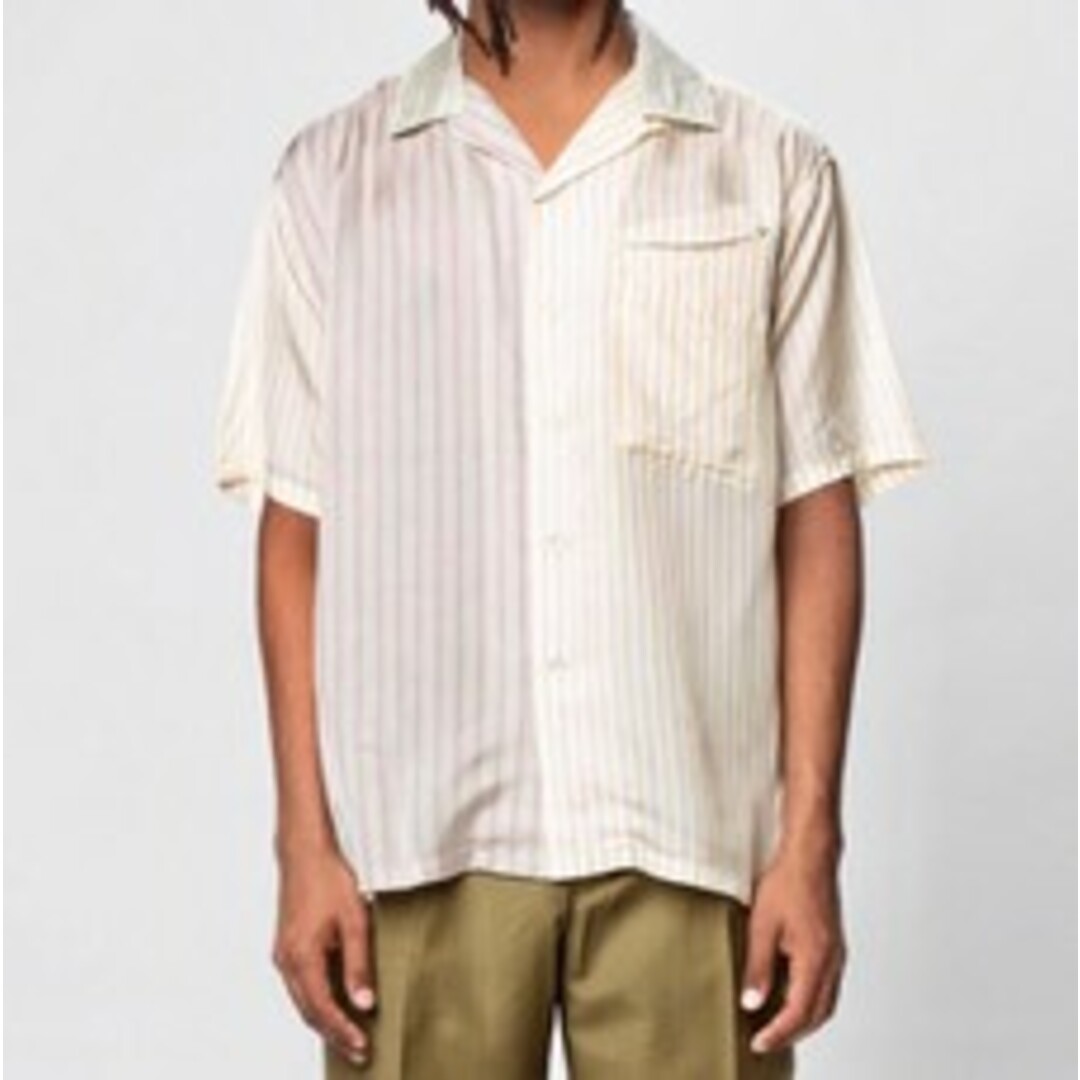 TOGA VIRILIS トーガビリリース 20SS 日本製 Cupra Stripe Shirts S/S キュプラストライプシャツ  TV01-FJ310 46 イエロー 半袖 開襟 クレイジーパターン トップス【中古】【TOGA VIRILIS】