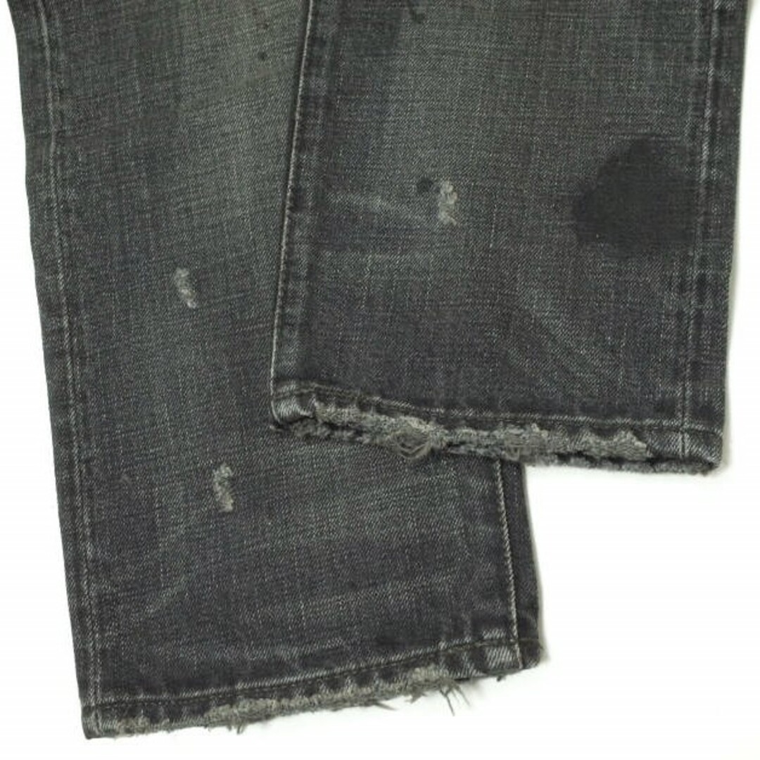 RRL ダブルアールエル アメリカ製 SLIM FIT CUSTOM BLACK WASH DENIM PANTS - JAPAN SELVEDGE  DENIM リペア加工 スリムフィットセルビッチデニムパンツ 782840652001 30 ブラック Double RL ジーンズ ボタンフライ  ...