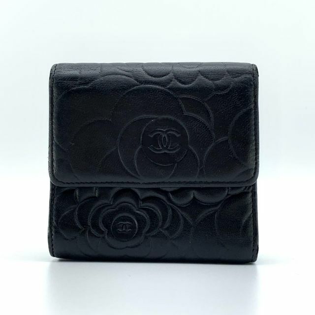 財布 ✨極上品✨CHANEL シャネル カメリア Wホック 三つ 折り財布