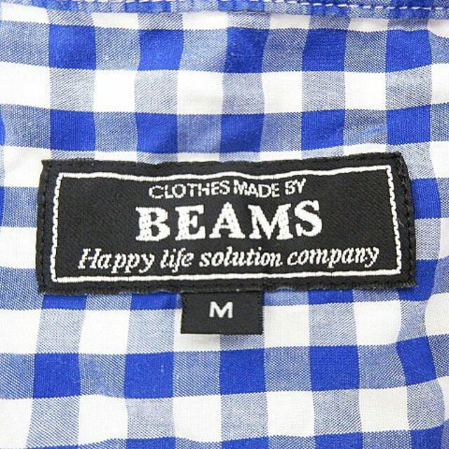 BEAMS(ビームス)のビームス シャツ カットソー ボタンダウン 半袖 コットン チェック M 青 白 メンズのトップス(シャツ)の商品写真