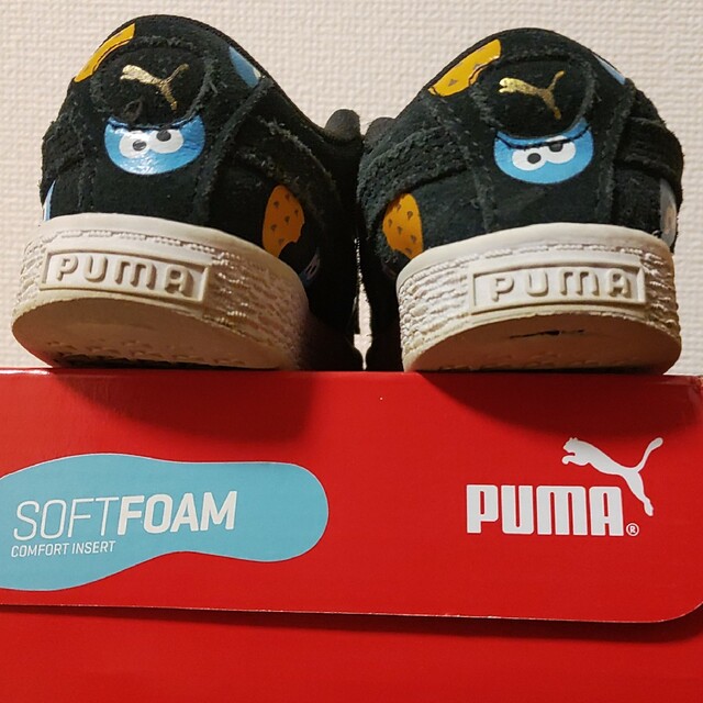 PUMAセサミストリートSUEDEスウェード16cm黒クッキーモンスター50周年