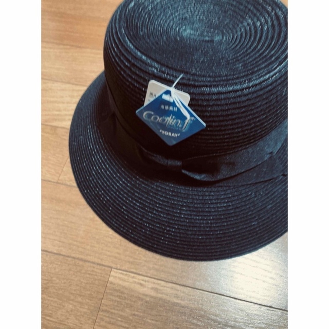 洗える☆冷感☆    モダンな黒帽子 レディースの帽子(麦わら帽子/ストローハット)の商品写真