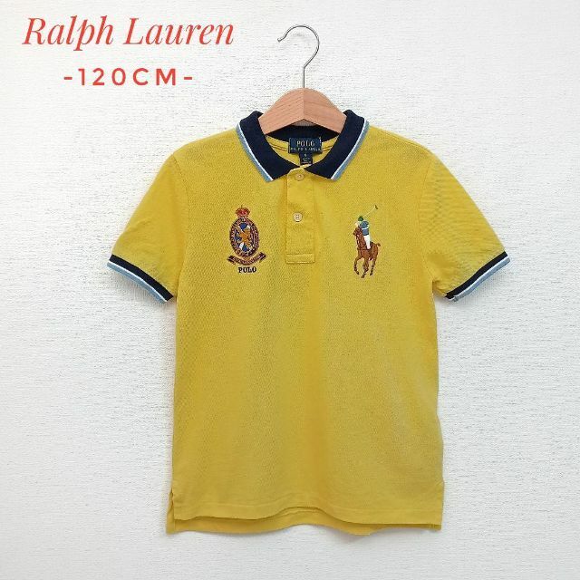 POLO RALPH LAUREN(ポロラルフローレン)の✨美品✨ポロ・ラルフローレン　半袖ポロシャツ　ホースロゴ　イエロー　120cm キッズ/ベビー/マタニティのキッズ服男の子用(90cm~)(Tシャツ/カットソー)の商品写真