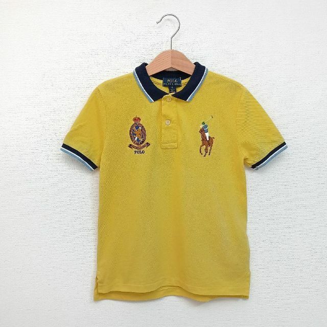 POLO RALPH LAUREN(ポロラルフローレン)の✨美品✨ポロ・ラルフローレン　半袖ポロシャツ　ホースロゴ　イエロー　120cm キッズ/ベビー/マタニティのキッズ服男の子用(90cm~)(Tシャツ/カットソー)の商品写真