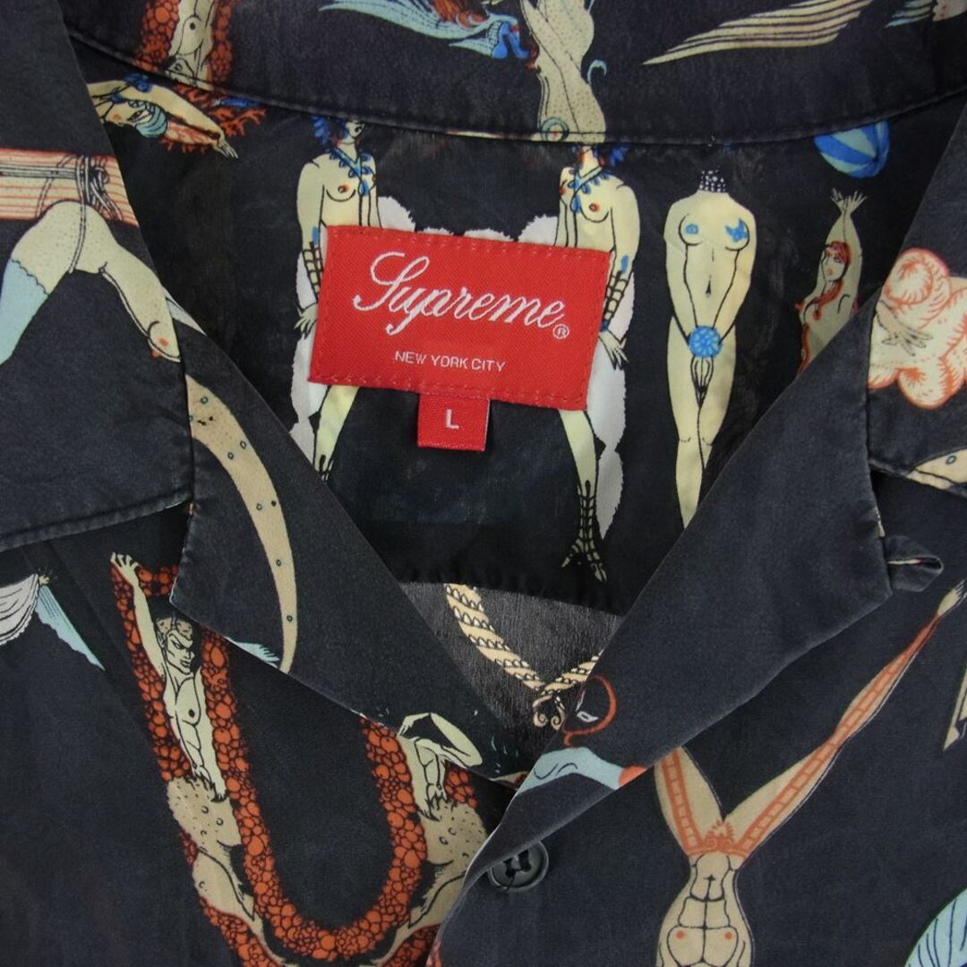 Supreme シュプリーム 半袖シャツ 18SS Alphabet Silk Shirt アルファベット シルク 半袖 シャツ ブラック系 L