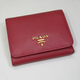 プラダ(PRADA)のPRADA 三つ折り コンパクト財布 レザー ペオニア ピンク 1MH176(財布)