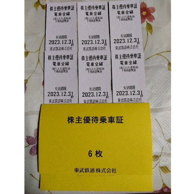 東武鉄道　株主優待乗車証（全線片道乗車券）６枚送料込
