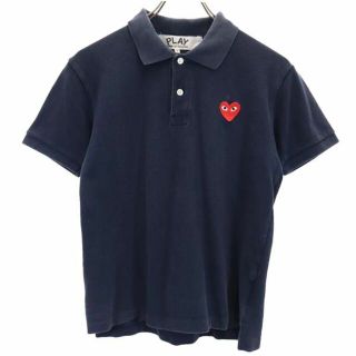 コムデギャルソン(COMME des GARCONS)のコムデギャルソン ワンポイント 半袖 ポロシャツ S ネイビー COMME des GARCONS PLAY 日本製 レディース 【中古】  【230605】(ポロシャツ)