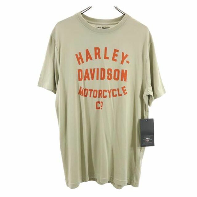 未使用 ハーレーダビッドソン クルーネック ロゴプリント 半袖 Tシャツ M ベージュ系 HARLEY DAVIDSON メンズ   【230605】 メール便可