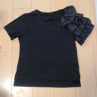 バースデーバッシュ(BIRTHDAY BASH)のBIRTHDAYBASHバースデーバッシュお袖フリルTシャツ黒トップスM(Tシャツ(半袖/袖なし))