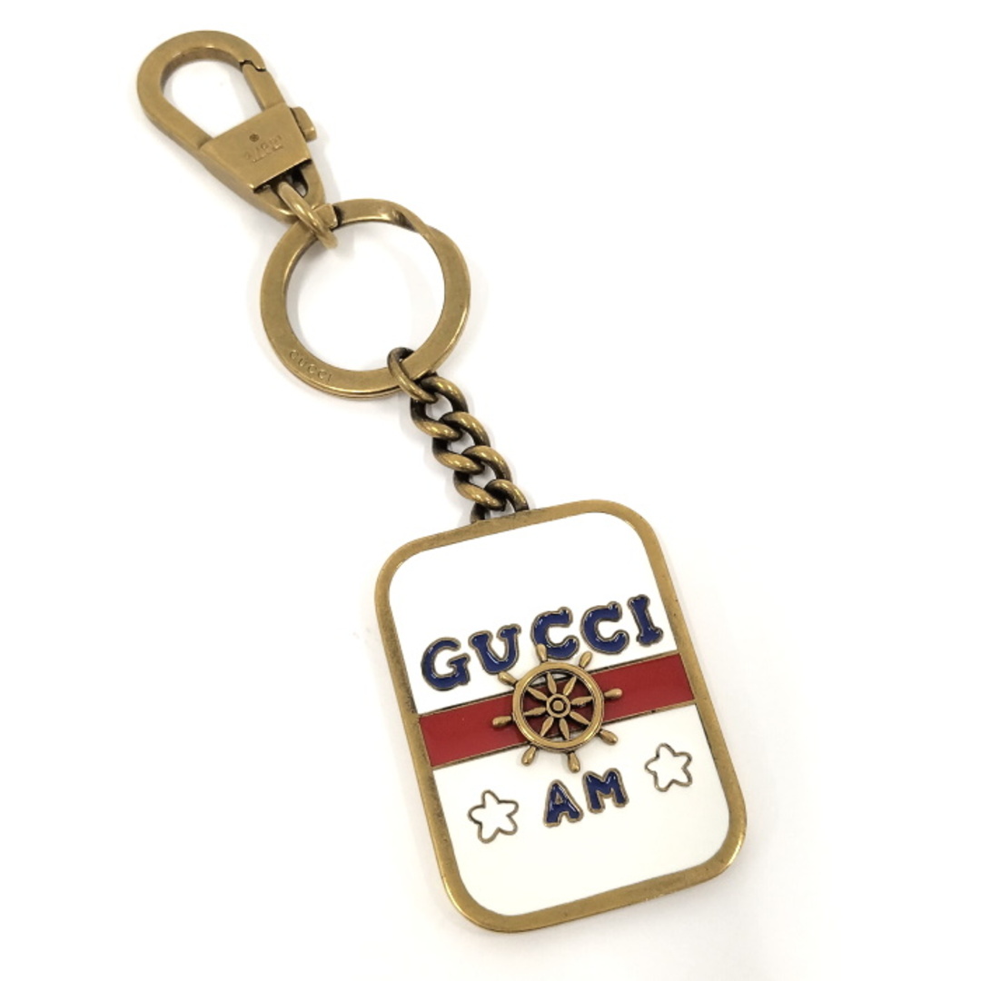 Gucci(グッチ)のGUCCI キーホルダー キーリング スクエア型 ロゴ刻印 メタル レディースのファッション小物(キーホルダー)の商品写真