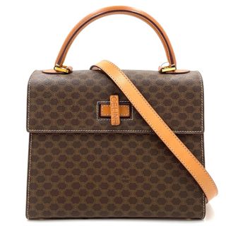 セリーヌ ハンドバッグ ショルダーバッグ(レディース)(ゴールド/金色 ... CELINE セリーヌ ハンドバッグ ヴィンテージ マカダム トップハンドル レザー かばん 鞄 PVCコーティングキャンバス レザー ブラウン 茶 ゴールド金具 レディース 定番【品】