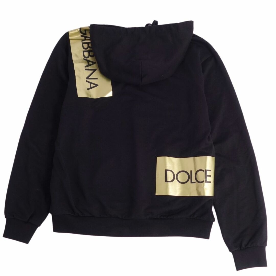 DOLCE&GABBANA(ドルチェアンドガッバーナ)の美品 ドルチェ&ガッバーナ DOLCE&GABBANA スウェット トレーナー パーカー ロングスリーブ プルオーバー ロゴ柄 トップス メンズ 54(XXL相当) ブラック/ゴールド メンズのトップス(パーカー)の商品写真