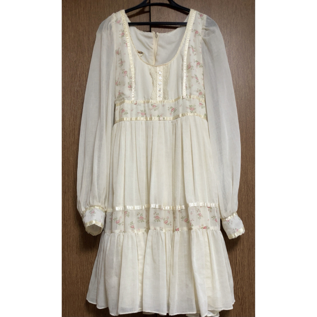 GUNNE SAX(ガニーサックス)の70s gunne sax でかタグ　花柄シフォンワンピース レディースのワンピース(ひざ丈ワンピース)の商品写真