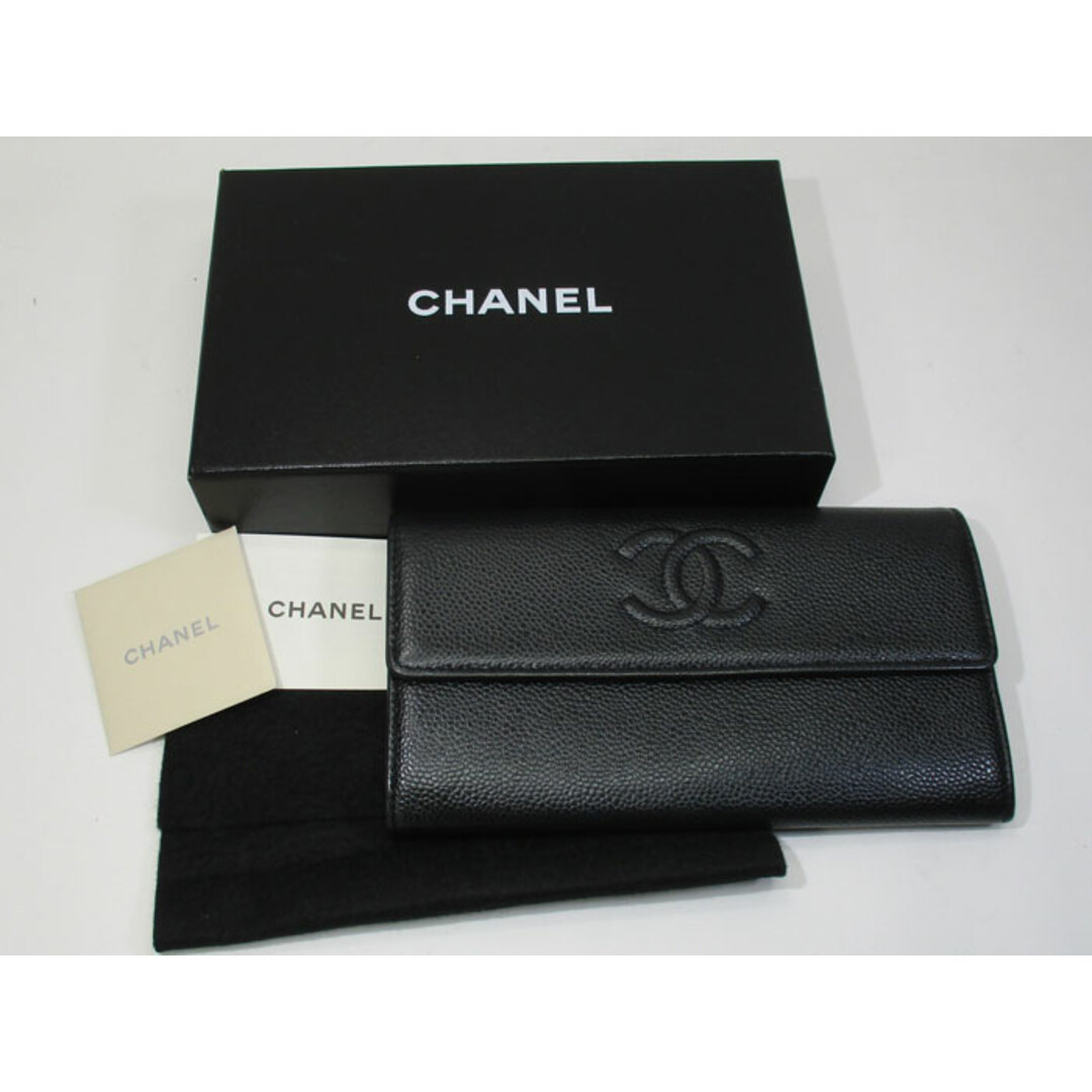 CHANEL(シャネル)のCHANEL 二つ折り 長財布 ココマーク キャビアスキン ブラック レディースのファッション小物(財布)の商品写真