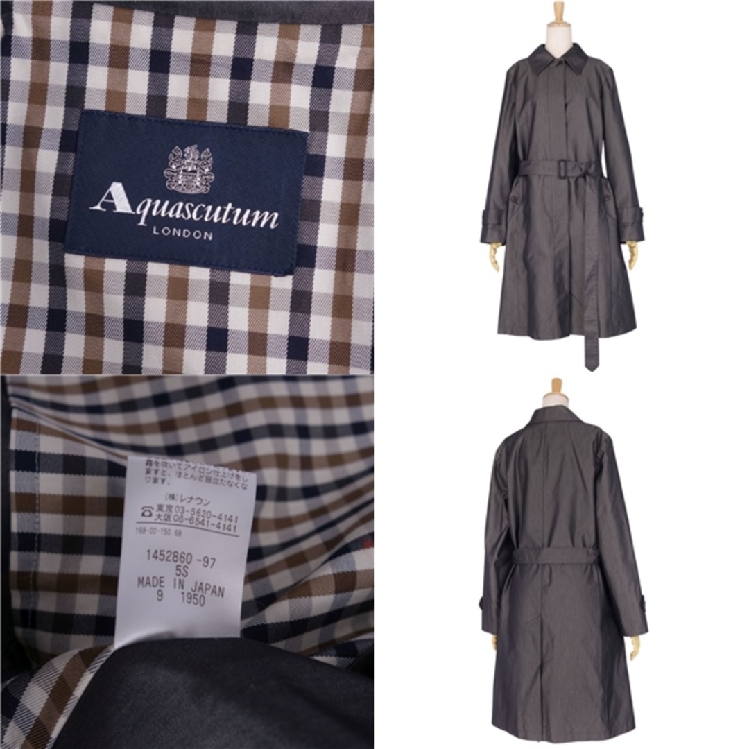 AQUA SCUTUM(アクアスキュータム)の極美品 アクアスキュータム Aquascutum LONDON コート ステンカラーコート バルマカーンコート ベルト付き アウター レディース 9(M相当) グレー レディースのジャケット/アウター(その他)の商品写真