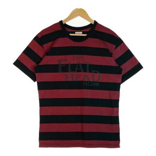 フラットヘッド(THE FLAT HEAD)の★フラットヘッド ボーダーTシャツ 臙脂 レッド × ブラック size42(Tシャツ/カットソー(七分/長袖))