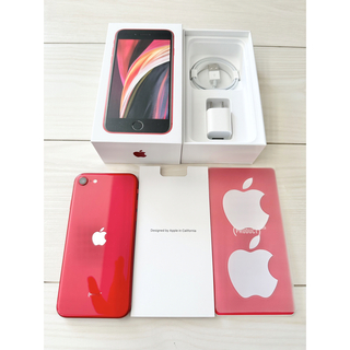 アイフォーン(iPhone)の美品　iPhoneSE 128GB red SIMフリー(スマートフォン本体)