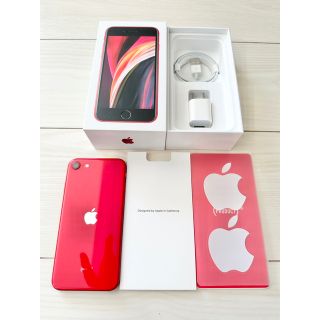 アイフォーン(iPhone)の美品　iPhoneSE 128GB red SIMフリー(スマートフォン本体)