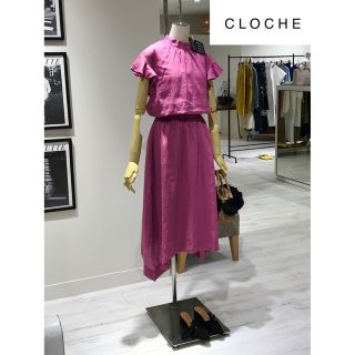 【美品】CLOCHE リネン セットアップ ワンピース ピンク クロシェ ドレス(ロングワンピース/マキシワンピース)