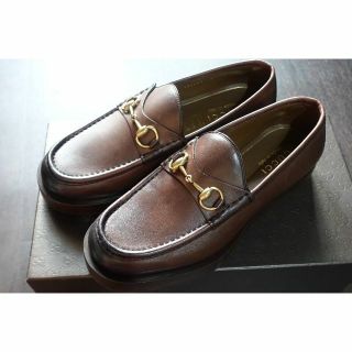 グッチ(Gucci)のGUCCI　ホースビット　ローファー　厚底　ウッド(ドレス/ビジネス)