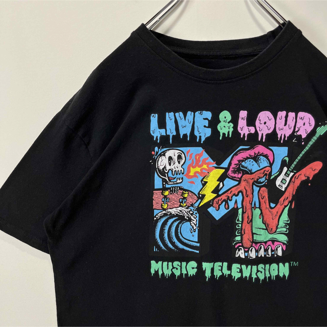 MTV ビッグロゴ　Tシャツ 　Lサイズ　ブラック　音楽　Live&Loud