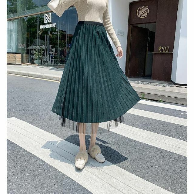 大きいサイズ　レディース　スカート　チュール　プリーツ レディースのスカート(ひざ丈スカート)の商品写真
