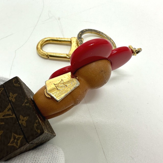 ルイヴィトン LOUIS VUITTON ポルトクレ・ヴィヴィエンヌ M67394 キーリング キーホルダー ウッド レッド