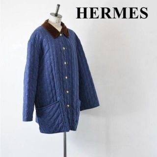 エルメス(Hermes)のAL BS0006 フランス製 高級 HERMES エルメス 総柄 ロゴ 刺繍(ロングコート)