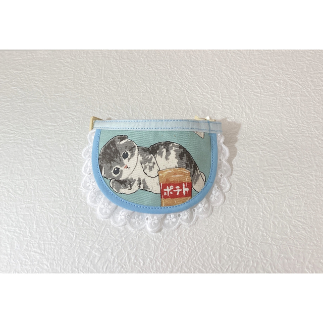 丸スタイ(猫 ブルー) 猫 首輪 セーフティバックル かわいい ハンドメイドのペット(リード/首輪)の商品写真