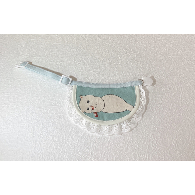 丸スタイ(猫  ブルー) 猫 首輪 セーフティバックル かわいい ハンドメイドのペット(リード/首輪)の商品写真