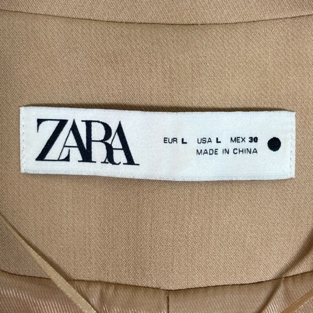 ZARA - ☆ザラ サイドスリットベスト 襟付き ジレ ベージュ size:Lの
